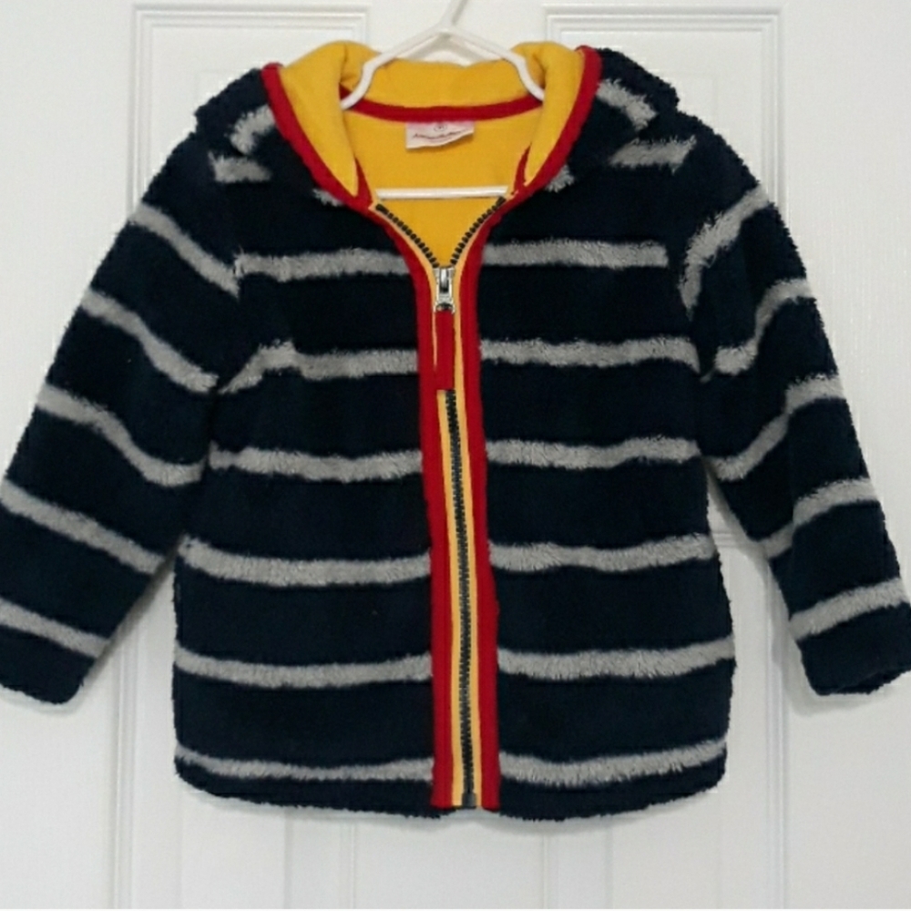 Hanna Andersson Fleece Striped Hooded Sweatshirt Jacket